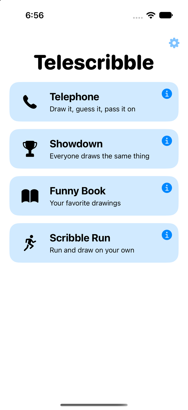 Telescribble home screen on iPhone